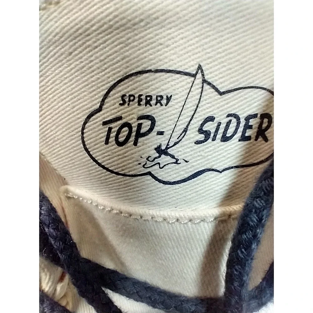 Sperry Top-Sider Mens 9 Cream Canvas Boat Shoes Floral Heel 1290154Y CH-08